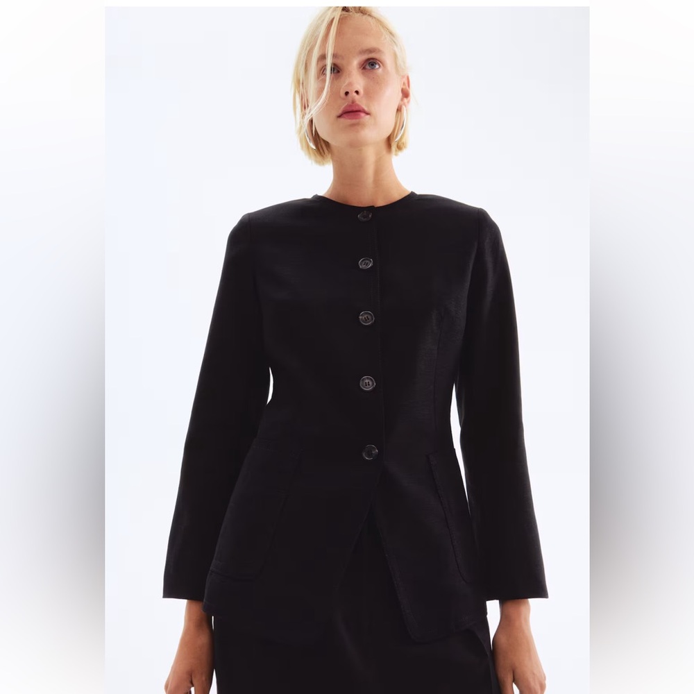 Black H&M LINEN-BLEND JACKET